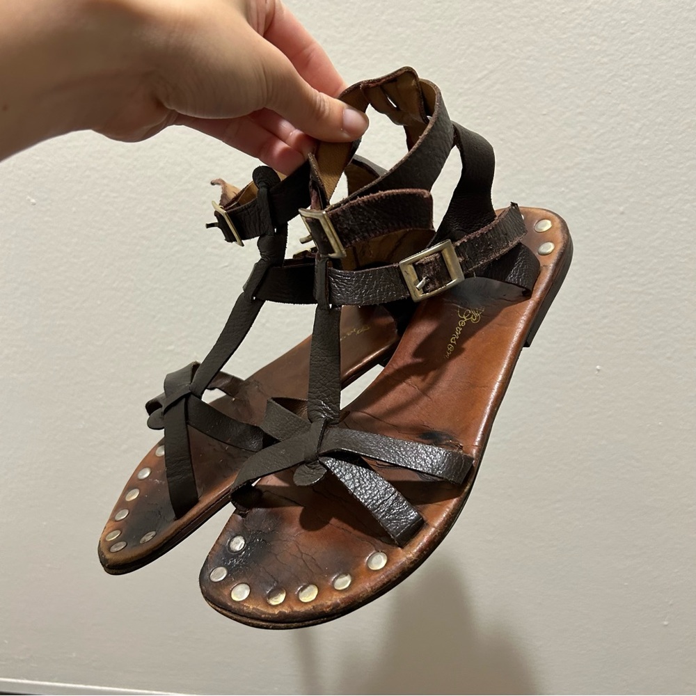 Matt Bernson Brown Gladiator Leather Sandals
